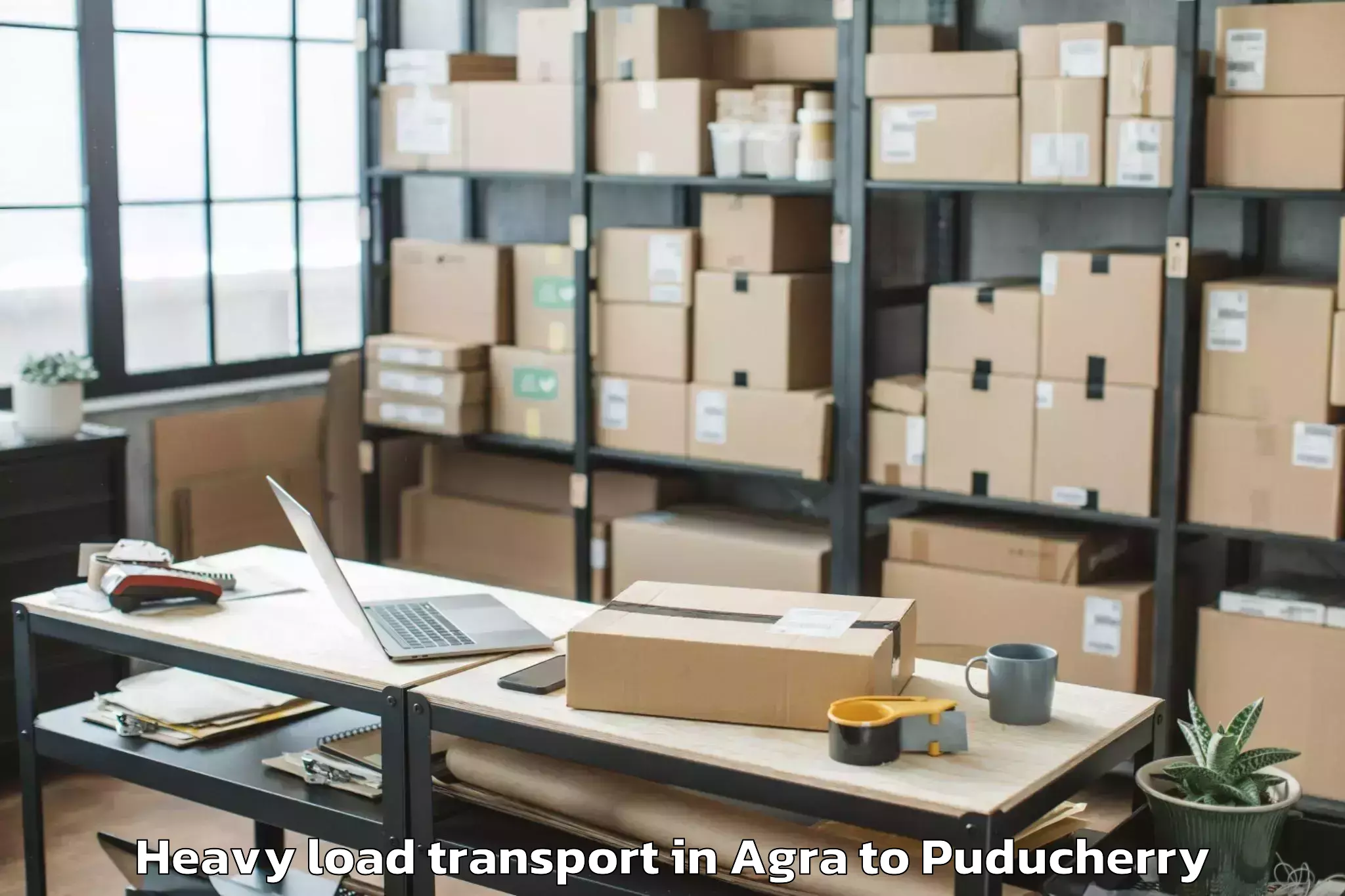 Trusted Agra to Pondicherry University Puduche Heavy Load Transport